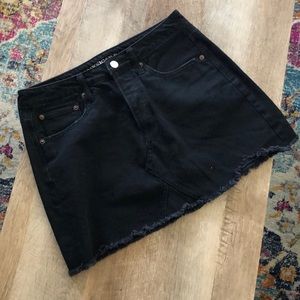 Black denim mini skirt